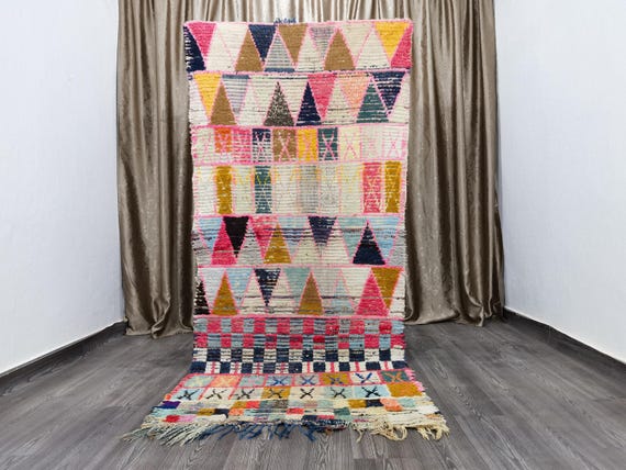 Berber Colorful Runner Rug - Authentic boujaad runner rug - Authentic Moroccan Cotton rug - Berber Runner Carpet 3.6x8.2 Ft / 109X250 cm .