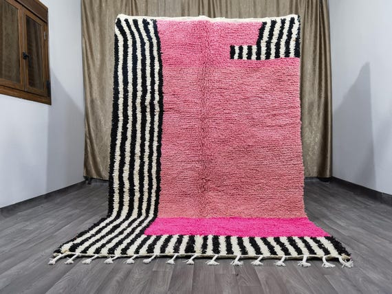 Amazing Moroccan Pink Rug - Custom Bohemian Rugs - Wool Rug Pink - Quality Handmade Morrocan Rug - Personalize Gifts For Home Decor