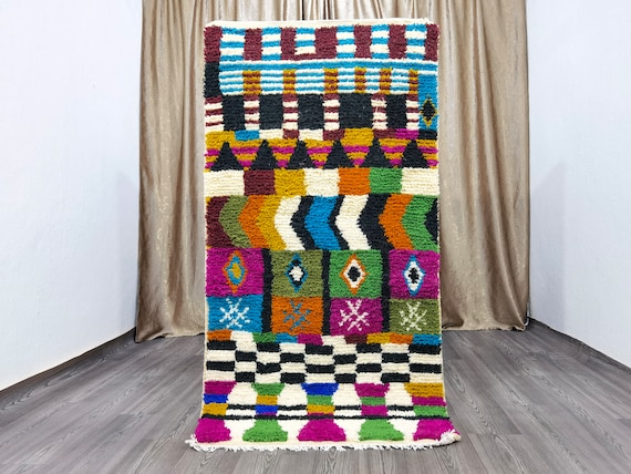 Azilal Rug Moroccan  - Personalized Home Decor Gifts For Her - Living Room Rug- Berber Carpet - Colorful Handmade -Christmas Decor Farmhouse