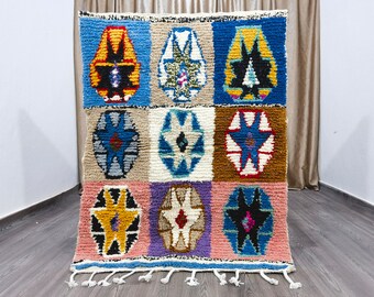 Amazing Moroccan Blue Rug - Custom Bohemian Rugs - Wool Rug Blue - Boujaad Rugs For Living Room - Authentic Moroccan rug .