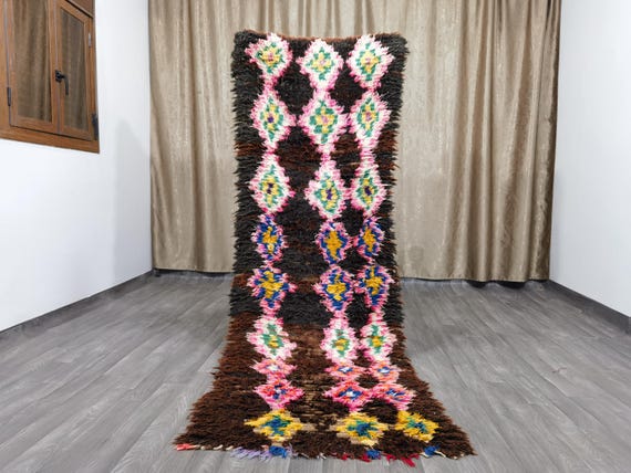 Handmade Berber Runner Rug: Colorful Moroccan Hallway Rug