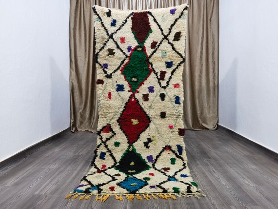 Amazing beni ourain rug runner, wool colorful rug runner, authentic moroccan orange rug, authentic boujaad rug runner, berber runner carpet