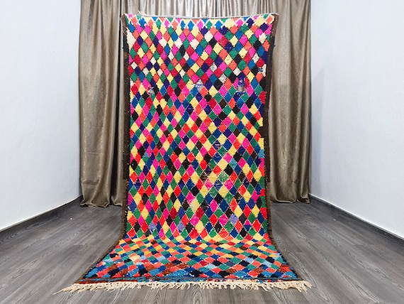 Moroccan Check Rug - Area Rug 4x8.5 - Rugs for Livingroom - 4x8.5 Checked Rug - Bathroom Rug - berber vintage rug 118x260 Cm