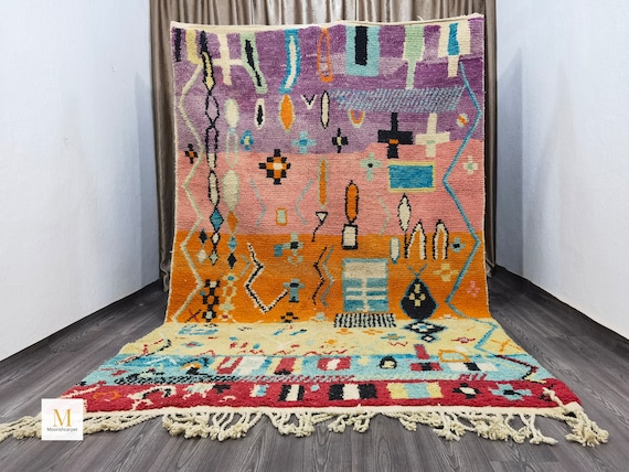 Moroccan Bohemian Shag Rug, Personalize Gifts for Home Decor, Soft Rug for Bedroom, Rugs for Living Room, Area Rug Bedroom, Orange Decor Rug