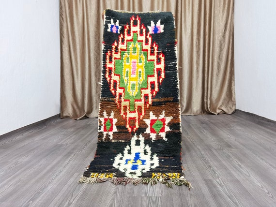 Moroccan Berber Tribal Runner Rug in a 2x5 ft Small Size.