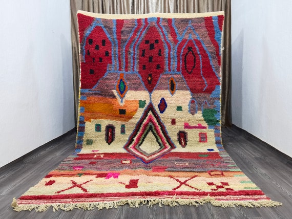 Antique Boujaad Rug - Moroccan Rug Vintage - Berber Carpet - Handmade Rug - Sheep Wool Rug - Morocco Rug - Colorful Rug - Made Moroccan Rug