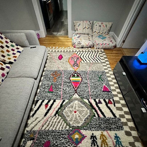 Pretty Berber Rug, Area Rug Colorful , Modern rug Wool, Custom Size rug, Handmade Beni Ourain Rug, Abstract rug- colorful moroccan carpet .
