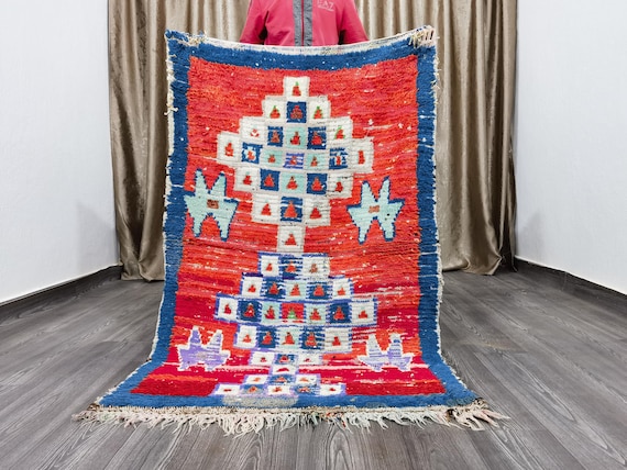 Vintage Berber Runner Rug 3.3x5.2 ft – Hand-Knotted Boho Boujaad Rug