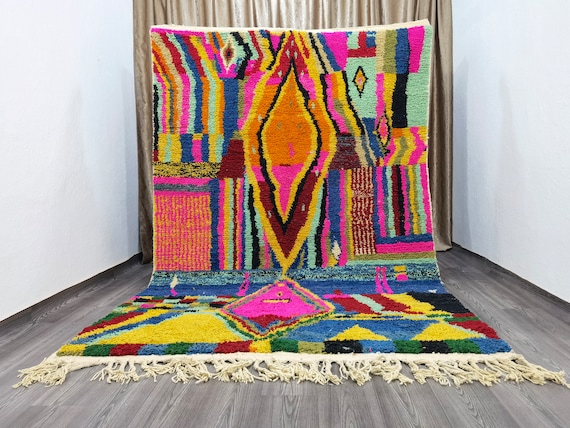 AMAZING MOROCCAN ORANGE Rug - Authentic Berber Rug - Handmade Morrocan Rug -  Custom Bohemian Style Rug For Living Room .