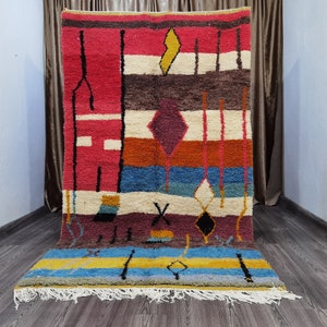 New Berber Design Hand - Colorful Art Rugs - Living Room Decor - Beni Ourain Rug - Authentic Moroccan Rug - Genuine Wool Rug - Berber Carpet