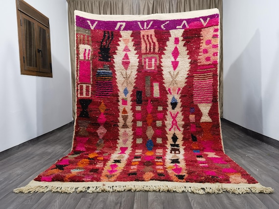 Boujaad Moroccan Rug, Authentic Boujaad Rug , Rugs For Living Room, Custom Rug Size .