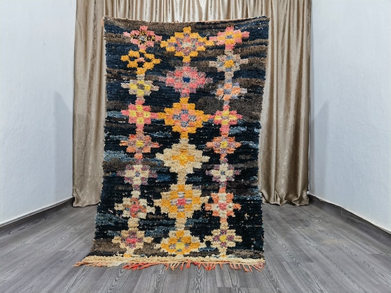 Vintage Boucherouite Runner Rug, Colorful Berber Design
