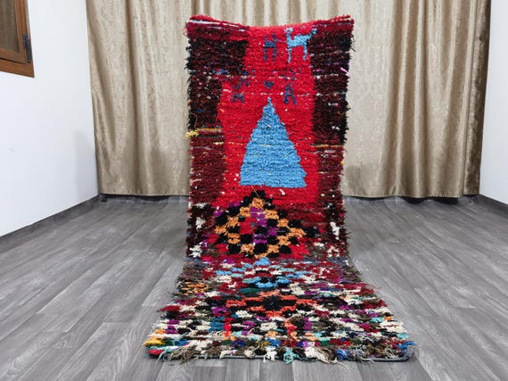 Handmade Moroccan Runner Rug: Vintage Azilal Wool Rug (2.8x7.5 ft)