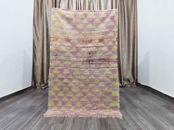 Hand-Knotted Wool Berber Runner Rug: Colorful Moroccan Decor (5.3 ft x 3.2 ft)