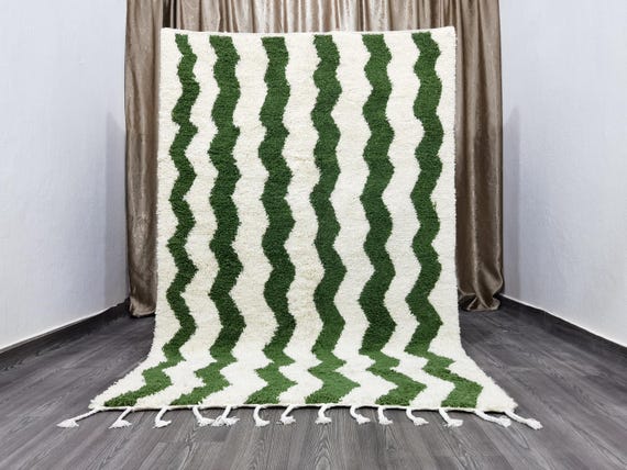 Gorgeous Moroccan Green Rug - Custom Bohemian Rugs - Wool Rug Green - Quality Handmade Morrocan Rug - Personalize Gifts For Home Decor