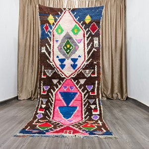 Amazing Boujaad Old Rug Runner ,Multicolored Wool Runner ,Handmade Boujaad Rug-Moroccan Colorful rug- Berber Runner Rug- Unique Rug bedroom