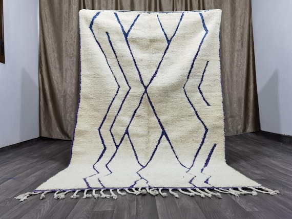 Unique Striped Moroccan rug , Rugs for Living room , Custom handmade rug , Wool Berber rug , White Beni ourain rug , Moroccan rug 10x14
