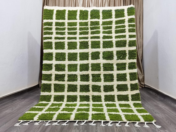 Amazing Moroccan Green Rug - Custom Bohemian Rugs - Wool Rug Green - Quality Handmade Morrocan Rug - Personalize Gifts For Home Decor