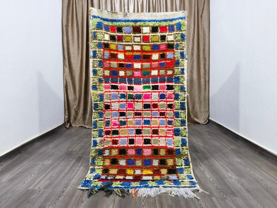 Vintage Berber Runner Rug, Hand-Knotted Moroccan Azilal Rug (6x3 ft)