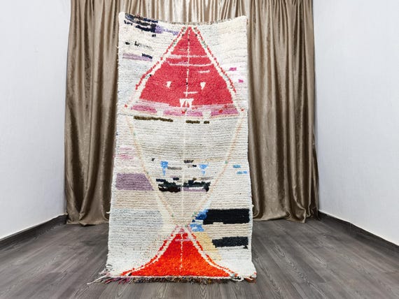 3x6.2 FT Gorgeous Beni Ourain Rug - Vintage Moroccan Rag Rug - Moroccan Carpet -  Boucherouite Rug - Berber Carpet Tribal Morocco Recycled