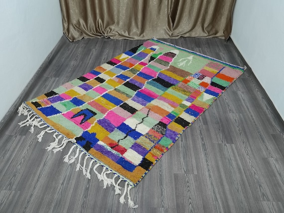 Gorgeous Beni Ourain Rug - green wool Beniourain Carpet - Emerald Green Rug - woven rug - colorful rug -Tapis berbère Teppich -free shipping