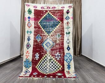Hand-Knotted Wool Boujaad Runner Rug – 4x6.6 Ft, Colorful Berber Design