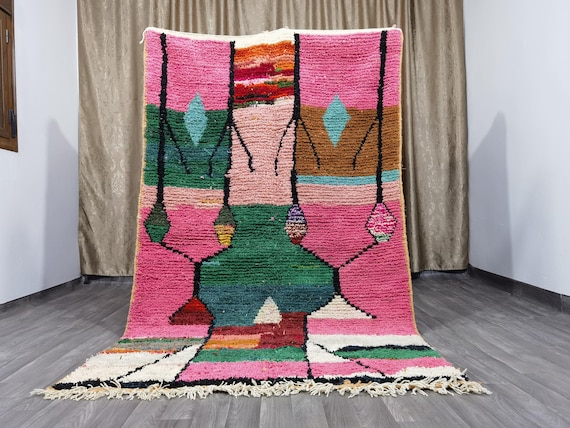 GORGEOUS BOUJAAD MOROCCAN Rug - Moroccan Pink Rug - Custom Rugs For Living Room - Soft Area Rug - Handmade Home Decor, Morrocan Rug Bohemian