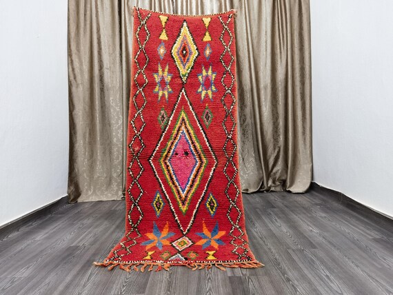 Boujaad runner rug - Colorful rug runner - Berber bedroom rug - Moroccan hallway rug - Pink berber runner - Runner Orange 7x2.8 / 84x216 cm