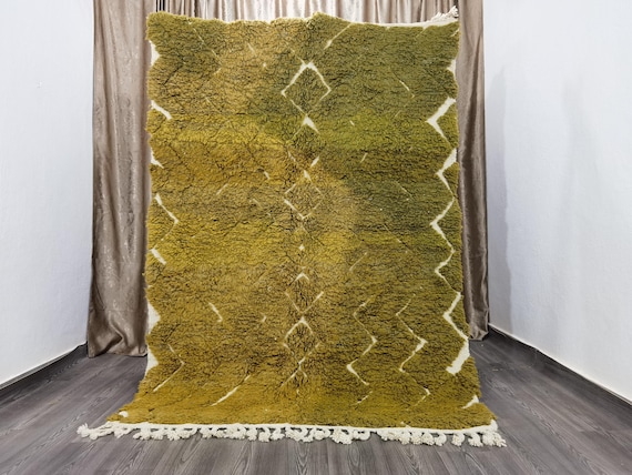 Handmade Green Moroccan Rug – Boho Berber Area Rug