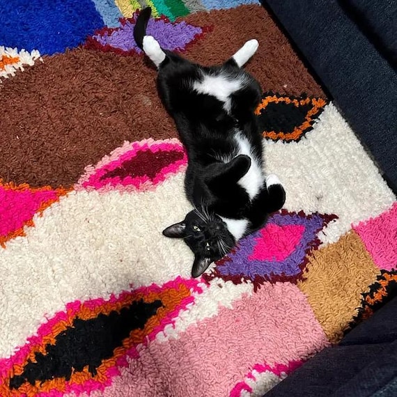 Custom Rugs For Living Room - Handmade Pink Wool Moroccan Rug