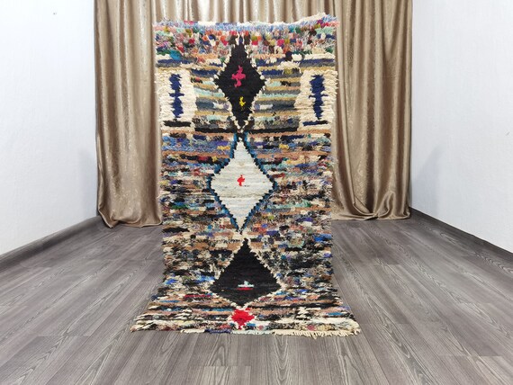 2,72 x 5,77 Ft  - Handmade Authentic Colored Runner , Berber Rug Runner , Bohemian Ruuner Rug , Vintage Boujaad Runner , Kitchen Runner Rug