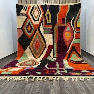 Moroccan Berber Rug - Bohemian Rug - Custom Sized Rug In All Sizes - Soft Shag Wool Rug - Colorful Shag Rug - Boho Rug - Beniourain Sofa Rug