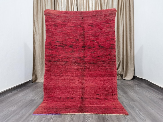 Moroccan hallway rug - 3.7 x 6.1 feet red moroccan rug, red moroccan rug, handmade berber rug - red wool rug, boujaad rug, berber red rug