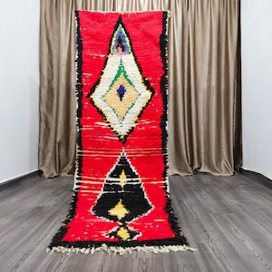 Berber runner rug - Boho Decor Rug - living room runner - chunky wool rug - Home Decor Rug - Handmade Gift - tapis marocain 2.5x7.9 Ft .