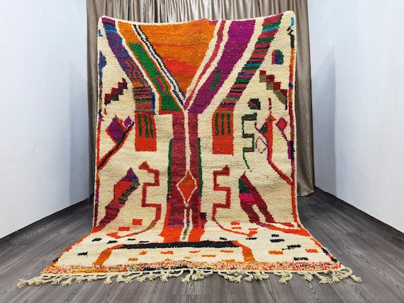 Custom Fantastic Boujad Rug - Aesthetic Handwoven Rug - Handmade Bohemian Moroccan Rug - Home Decor Modern Living Room - Personalized Gifts