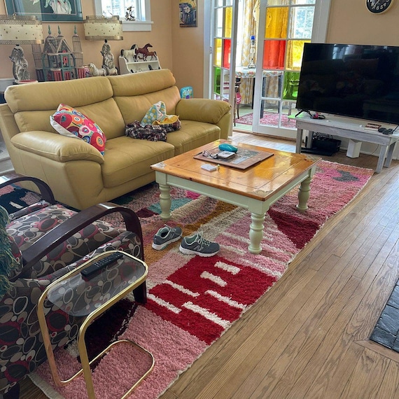 Custom Pink Boujaad rug, Pink Morrocan rug, Soft shag wool rug, Moroccan Berber rug, Bohemian rug, Custom size rug in ALL SIZES