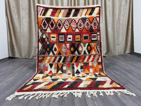 MOROCCAN ORANGE RUG - Custom Handwoven Moroccan rug - Wool Berber rug - Authentic Morrocan Rug - Rugs for Living Room .