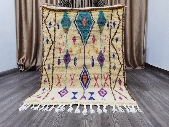 Custom Rugs For Bedroom , Home Decor Modern Living Room , Azilal Rug Moroccan , Moroccan Rug White , Decor Wall Art Original , Rug Colorful