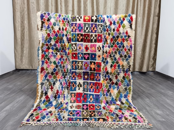 Vintage Boujaad Rug: 4.2x5.4 ft Hand-Knotted Moroccan Rug