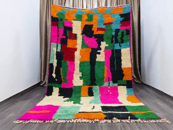 Boujaad Moroccan Rug - Custom Green rug  - Rugs for Living Room - Moroccan Style Rug - Midcentury Modern - Modern Rug 9x12