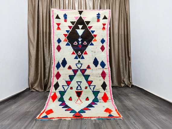 Boujaad Runner Rug 3.6x8.1 Ft, Moroccan Berber Rug, Moroccan Style Rug, bohemian berber rug, Hallway Runner Rug, Beni ourain  Runner Rug