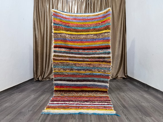 Moroccan Rug Runner , Vintage Area Rug , Authentic Boujaad Runner Rug, Bohemian Carpet 3x7 Ft, Soft Rug, Berber Colorful Runner Rug