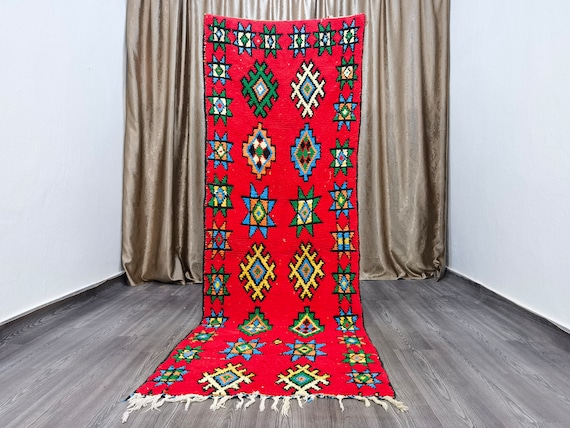 Moroccan Vintage Rug Runner - Boho Rug Runner - Tribal Berber Carpet - Azilal Rug Runner 3x9 Ft - Authentic Boujaad Rug - Long Rug Washable