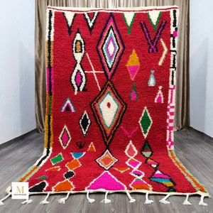 Fantastic Beni Ourain Rug - Custom Made Rug - Housewarming Gift - Personalized Gifts - Red Moroccan Rug - Bohemian Red Rug - Wool Rug