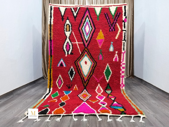 Fantastic Beni Ourain Rug - Custom Made Rug - Housewarming Gift - Personalized Gifts - Red Moroccan Rug - Bohemian Red Rug - Wool Rug