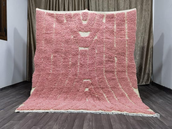 Handmade Pink Moroccan Rug – Boho Berber Area Rug