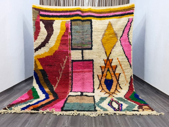 Custom Fabulous Boujad Rug - Authentic Moroccan Rug - Azilal rug - Abstract Multicolored Carpet - Handmade Moroccan Rug - Bohemian rug
