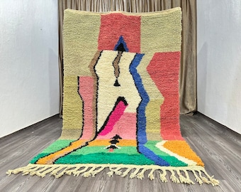 Green Beni Ourain Custom Rug, Handmade Rug, Handmade Wool, Home Design, Moroccan Boujad, Berber Carpet, Handmade Berber Rug, Soft Rug