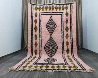 AMAZING MOROCCAN PINK Rug - Custom Bohemian Rugs - Wool Rug Green - Quality Handmade Morrocan Rug - Personalize Gifts For Home Decor