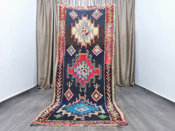 Fabulous Boujad Runner, handmade runner, Azilal Runner, bedroom area runner,  Authentic Moroccan Runner, Living Room Decor, Vintage carpet